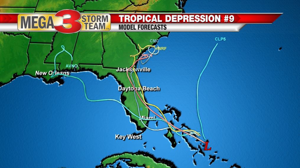 Computer Model Forecasts for Potential Tropical Cyclone Nine